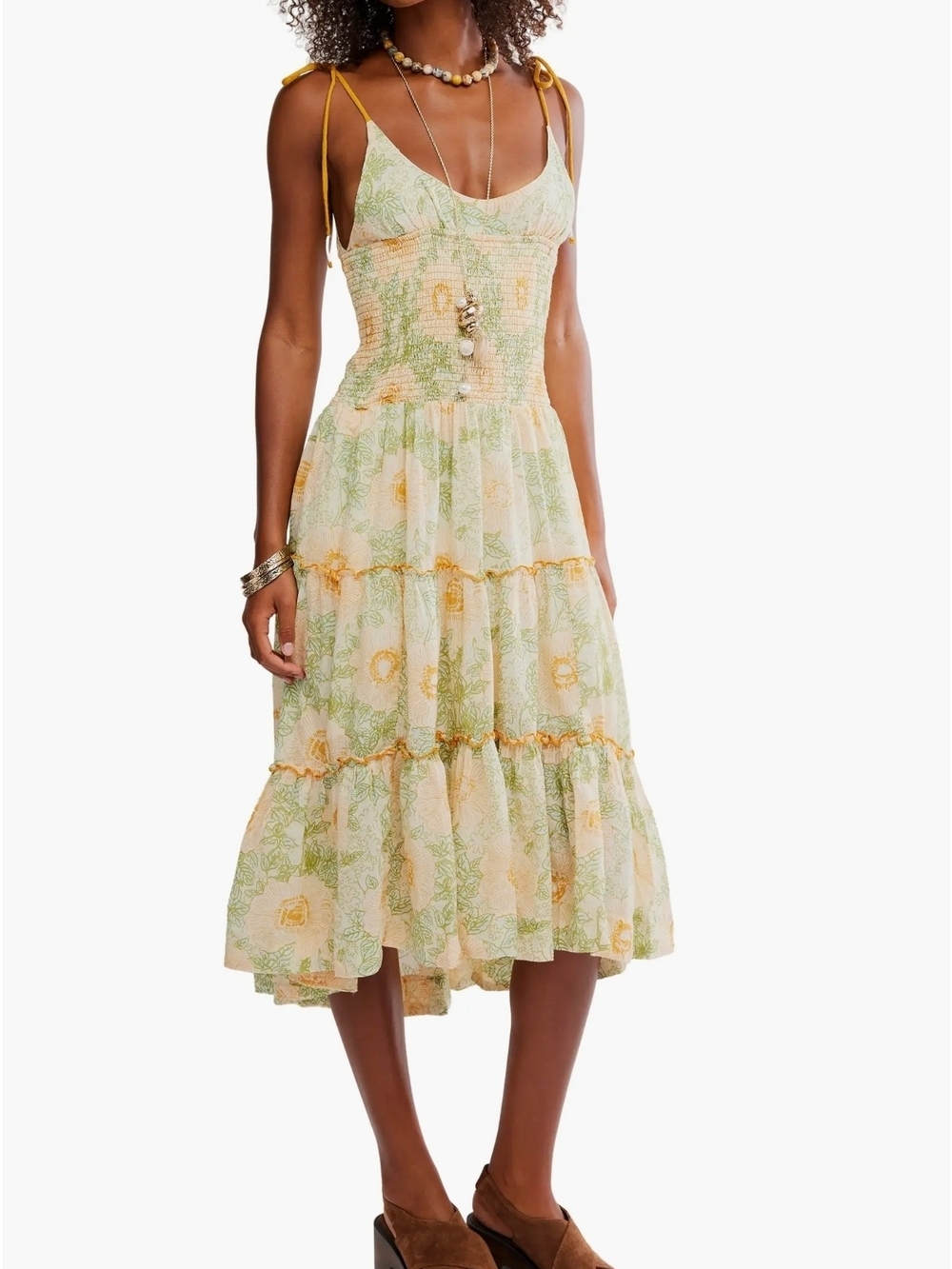 Free People Adriel Midi Dress Pockets Cotton Lined Vacation
